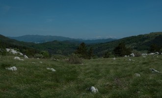 Blick in die verschneiten ital. Alpen