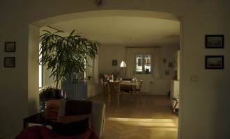 Blick vom Wohnzimmer auf die Essecke